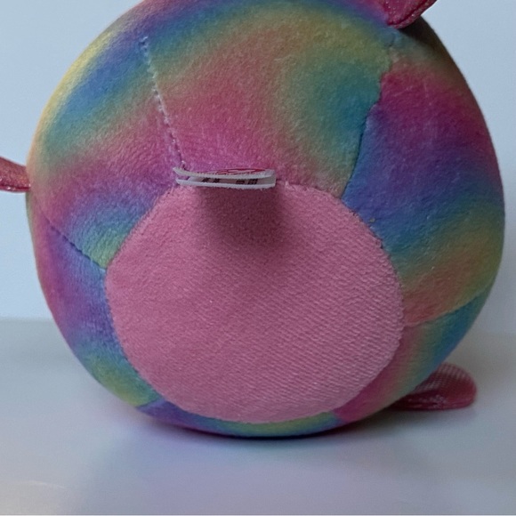 TY Beanie Ballz plush stuffed round 5" fish RAINBOW retired Pink Shiny Ocean - Picture 4 of 11